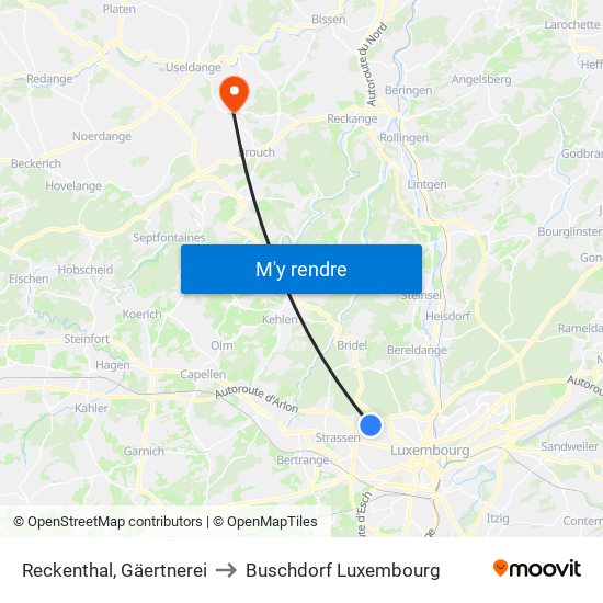 Reckenthal, Gäertnerei to Buschdorf Luxembourg map