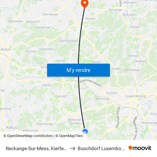 Reckange-Sur-Mess, Kierfecht to Buschdorf Luxembourg map