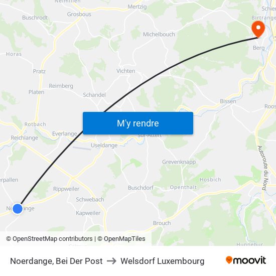 Noerdange, Bei Der Post to Welsdorf Luxembourg map