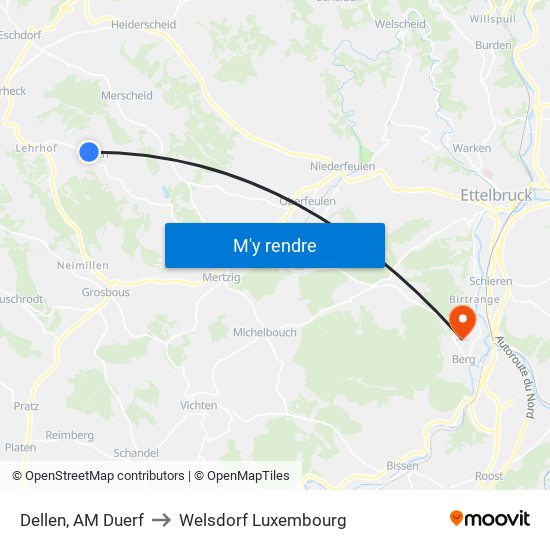 Dellen, AM Duerf to Welsdorf Luxembourg map