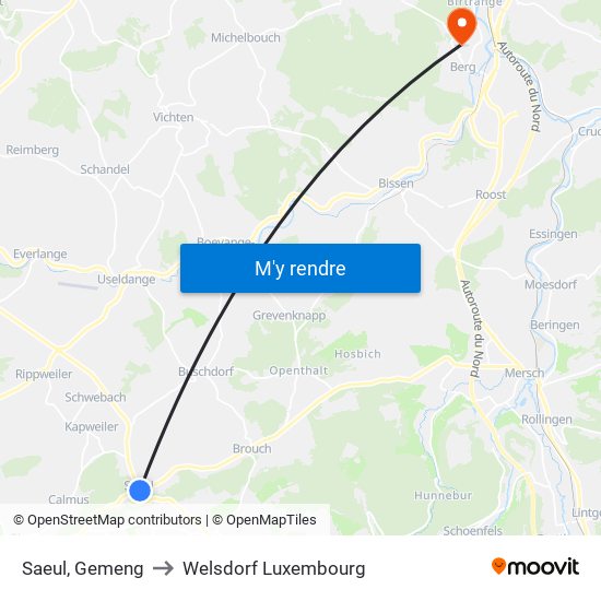 Saeul, Gemeng to Welsdorf Luxembourg map