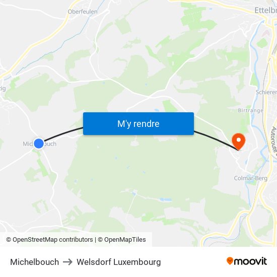 Michelbouch to Welsdorf Luxembourg map