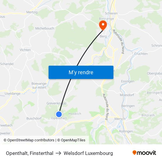 Openthalt, Finsterthal to Welsdorf Luxembourg map