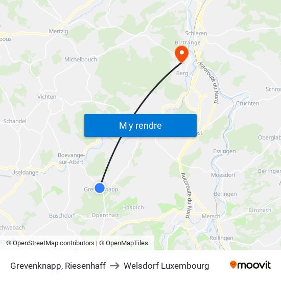 Grevenknapp, Riesenhaff to Welsdorf Luxembourg map