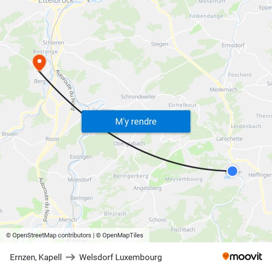 Ernzen, Kapell to Welsdorf Luxembourg map