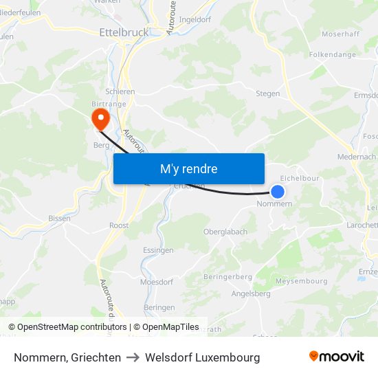 Nommern, Griechten to Welsdorf Luxembourg map