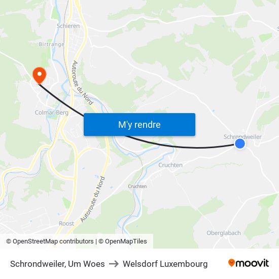 Schrondweiler, Um Woes to Welsdorf Luxembourg map