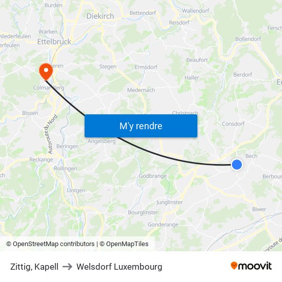 Zittig, Kapell to Welsdorf Luxembourg map