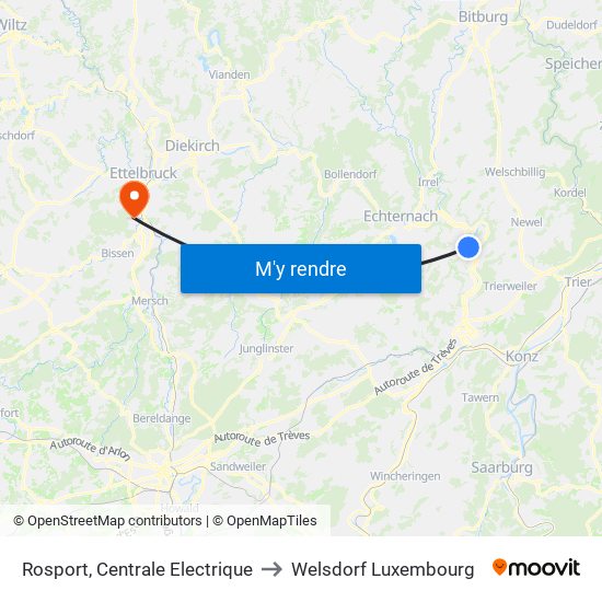 Rosport, Centrale Electrique to Welsdorf Luxembourg map