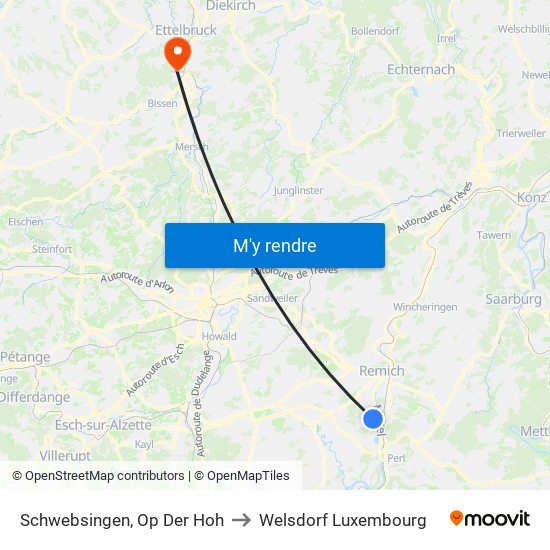 Schwebsingen, Op Der Hoh to Welsdorf Luxembourg map