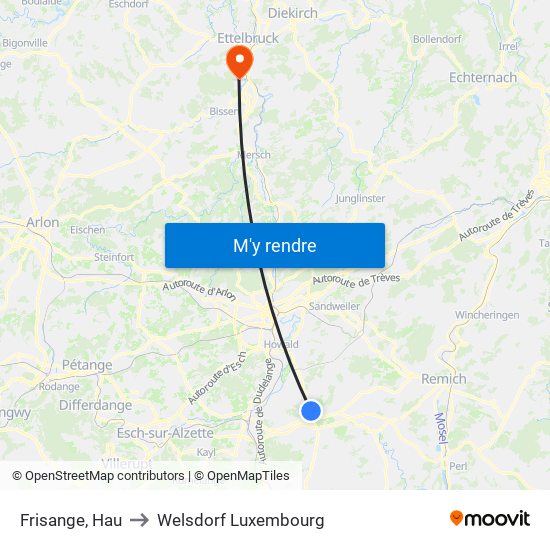 Frisange, Hau to Welsdorf Luxembourg map