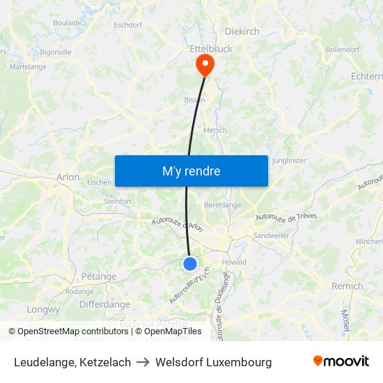 Leudelange, Ketzelach to Welsdorf Luxembourg map