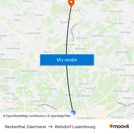 Reckenthal, Gäertnerei to Welsdorf Luxembourg map
