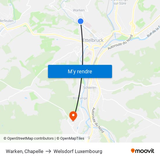 Warken, Chapelle to Welsdorf Luxembourg map