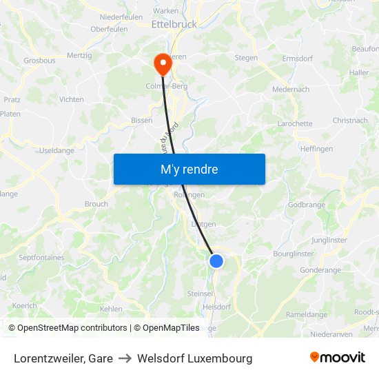 Lorentzweiler, Gare to Welsdorf Luxembourg map