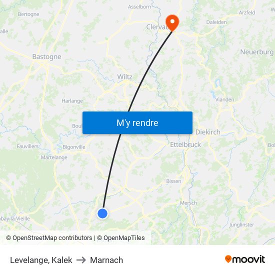 Levelange, Kalek to Marnach map