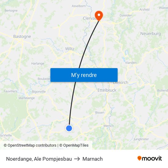 Noerdange, Ale Pompjesbau to Marnach map