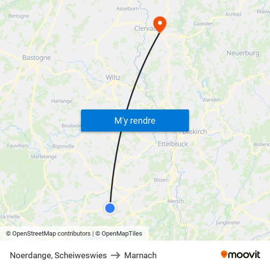Noerdange, Scheiweswies to Marnach map