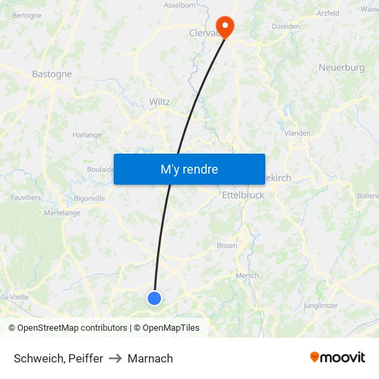 Schweich, Peiffer to Marnach map