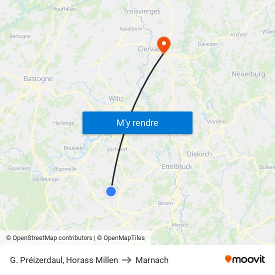 G. Préizerdaul, Horass Millen to Marnach map