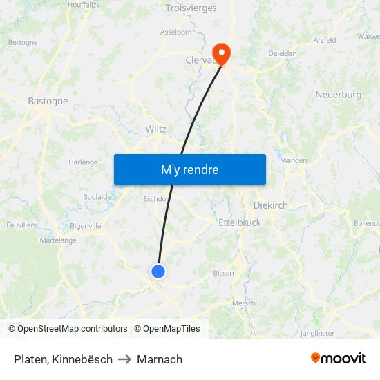 Platen, Kinnebësch to Marnach map