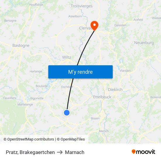 Pratz, Brakegaertchen to Marnach map