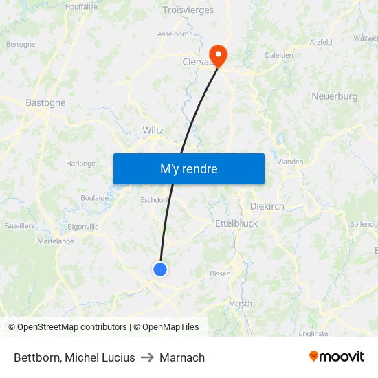 Bettborn, Michel Lucius to Marnach map