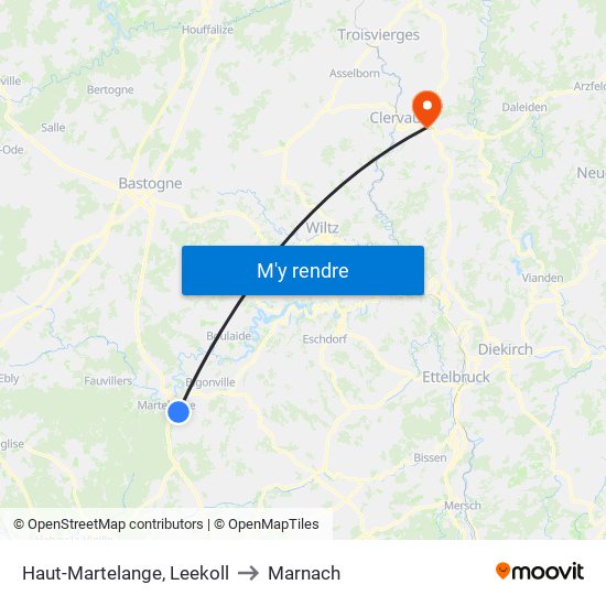 Haut-Martelange, Leekoll to Marnach map