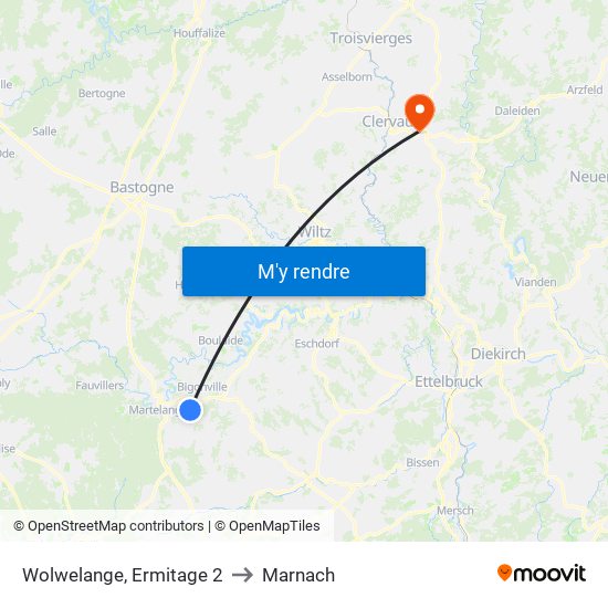 Wolwelange, Ermitage 2 to Marnach map