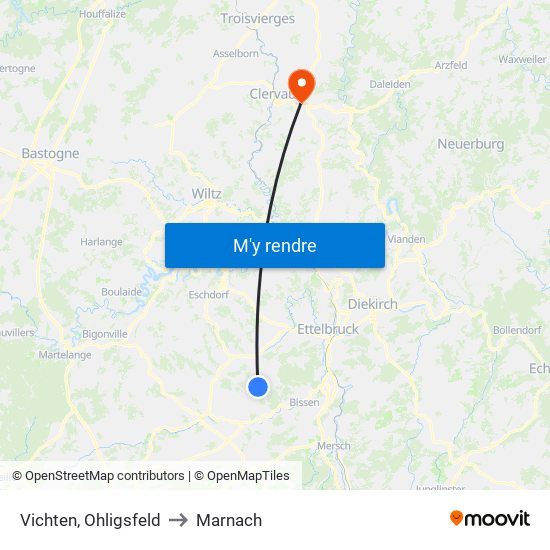 Vichten, Ohligsfeld to Marnach map