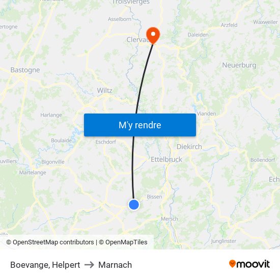 Boevange, Helpert to Marnach map