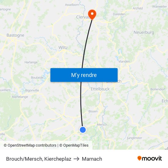 Brouch/Mersch, Kiercheplaz to Marnach map