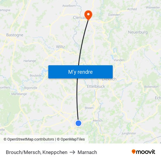 Brouch/Mersch, Kneppchen to Marnach map