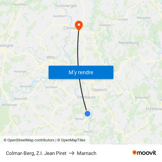 Colmar-Berg, Z.I. Jean Piret to Marnach map
