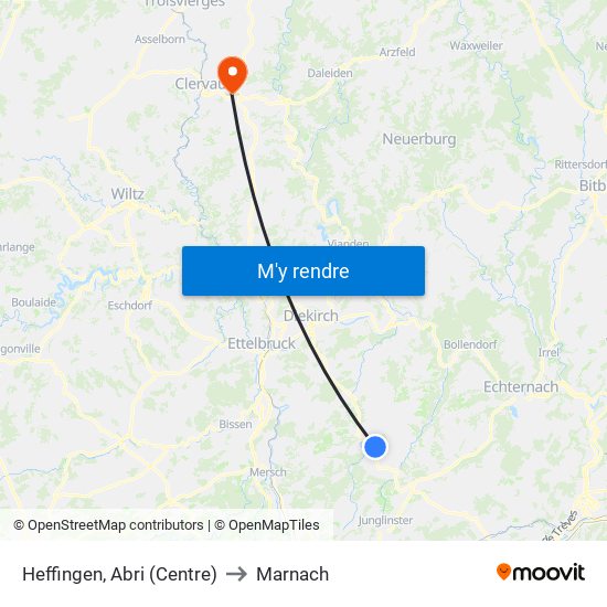 Heffingen, Abri (Centre) to Marnach map