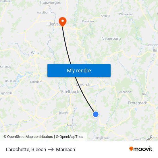 Larochette, Bleech to Marnach map