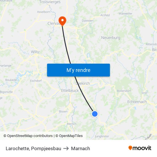Larochette, Pompjeesbau to Marnach map