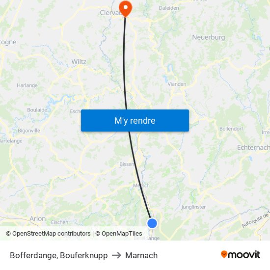 Bofferdange, Bouferknupp to Marnach map