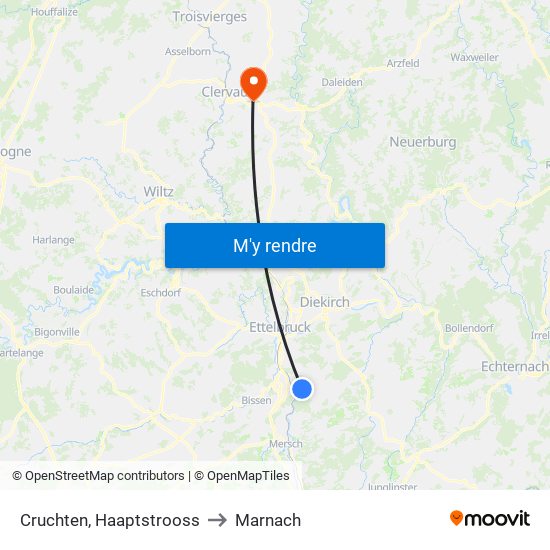 Cruchten, Haaptstrooss to Marnach map