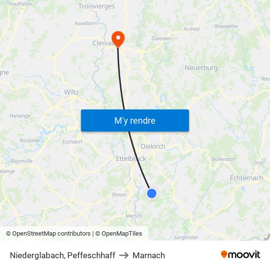 Niederglabach, Peffeschhaff to Marnach map