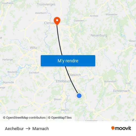 Aechelbur to Marnach map