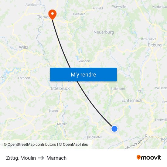 Zittig, Moulin to Marnach map