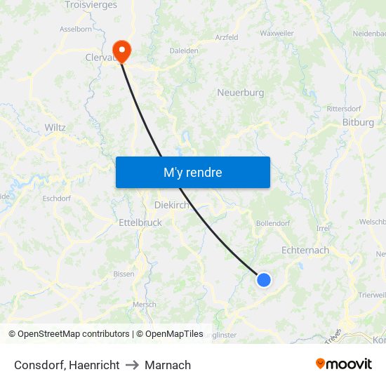 Consdorf, Haenricht to Marnach map