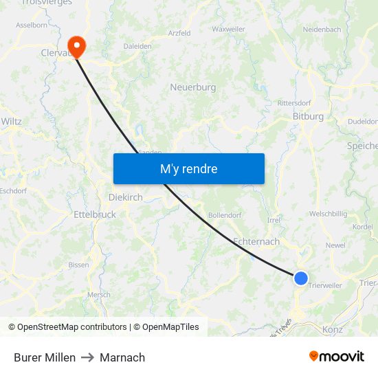 Burer Millen to Marnach map