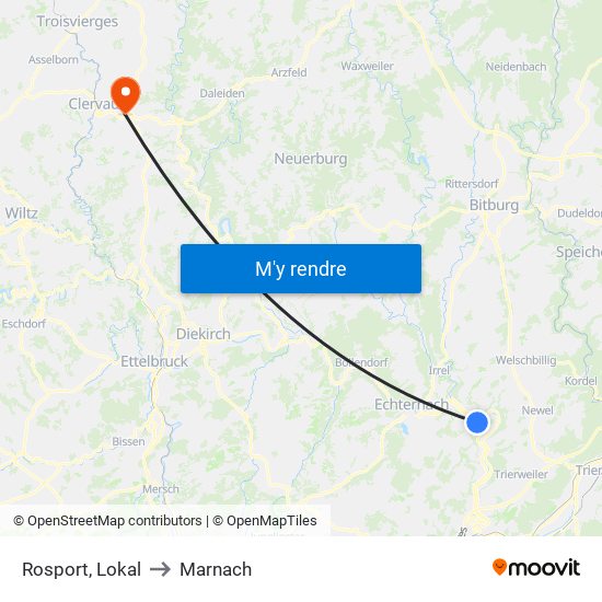 Rosport, Lokal to Marnach map