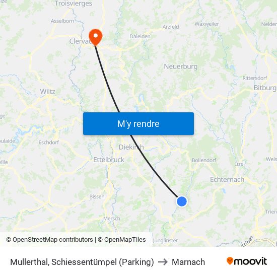 Mullerthal, Schiessentümpel (Parking) to Marnach map