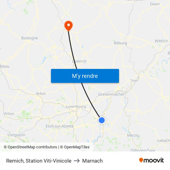 Remich, Station Viti-Vinicole to Marnach map