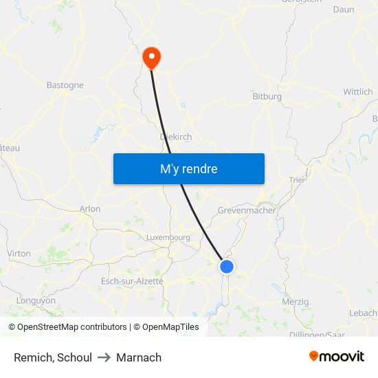 Remich, Schoul to Marnach map