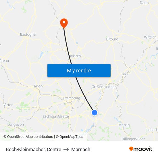 Bech-Kleinmacher, Centre to Marnach map