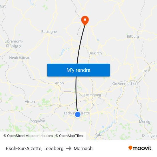 Esch-Sur-Alzette, Leesberg to Marnach map